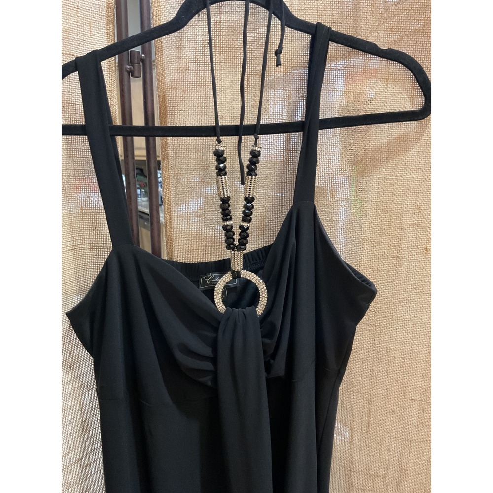 Collection Dressbarn Black Draped Ring Neck Maxi Dress Woman Size 22 - Picture 2 of 11